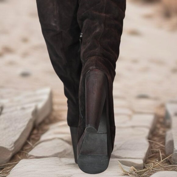 Madison Harding Dark Brown Suede Platform Knee-High Boots - Size 8 - Picture 7 of 12